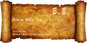 Bara Béla névjegykártya