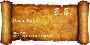 Bara Béla névjegykártya